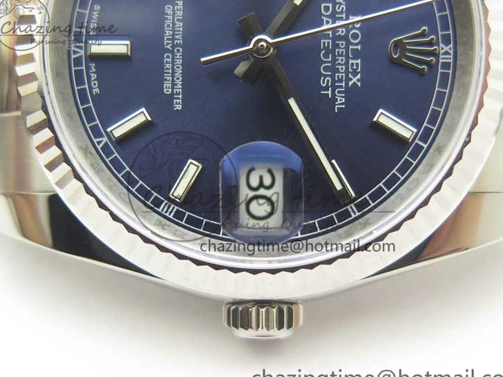 0125 DateJust 36 SS 116234 Fluted Bezel DJF Best Edition Blue Dial Stick Markers on SS Oyster Bracelet A Affordable 3373